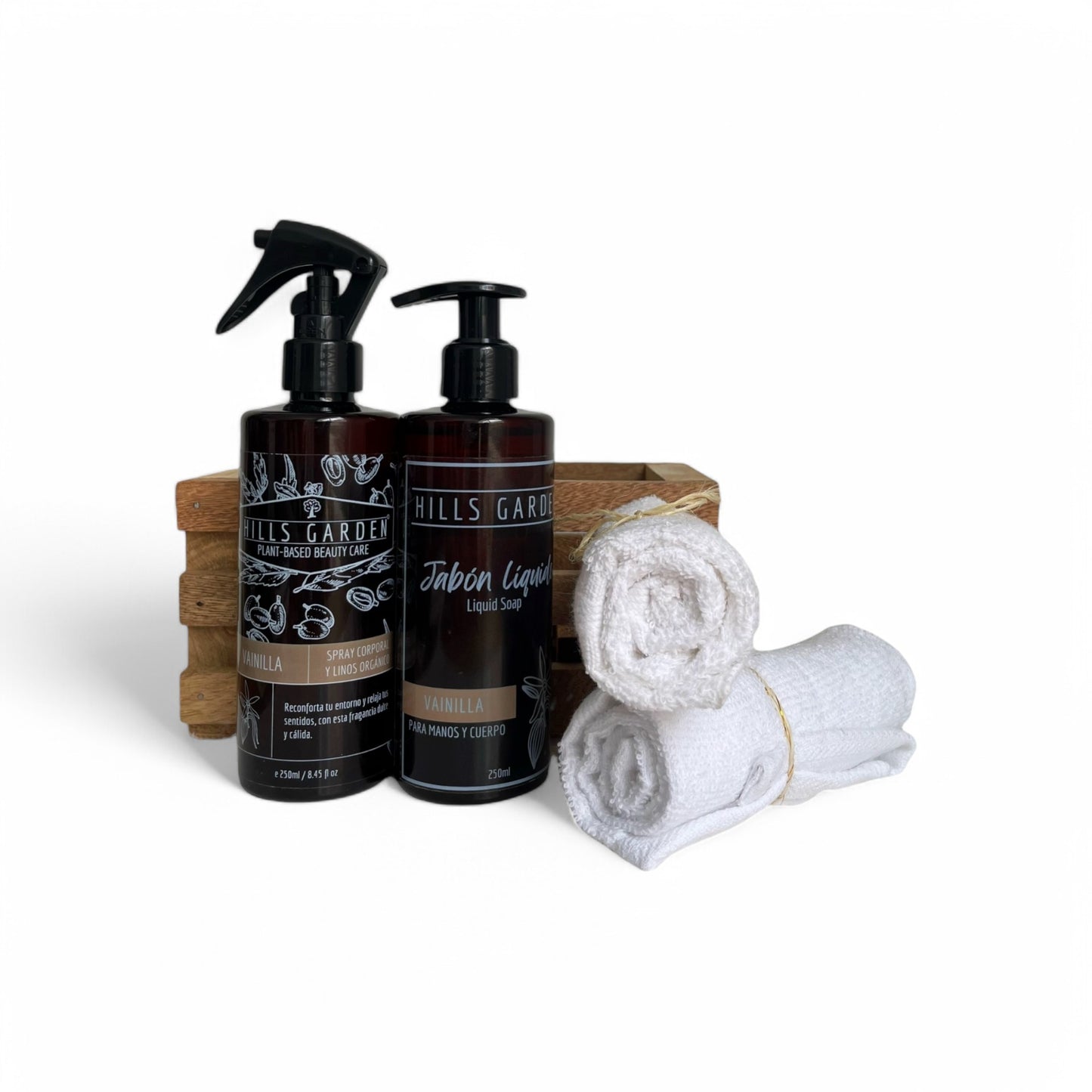 Kit Jabón Líquido + Spray 250ml + Canasta 2 Toallas